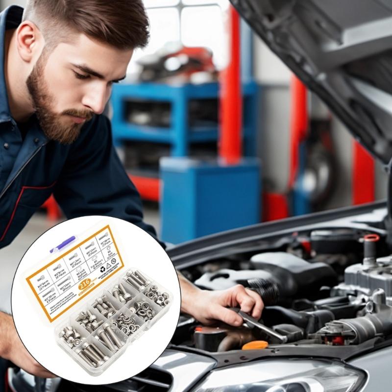 216Pcs Hexagon Socket Head Caps Screw Assortment Set Round Head Machine Screws Stainless Steel Hexagon Bolt Nut