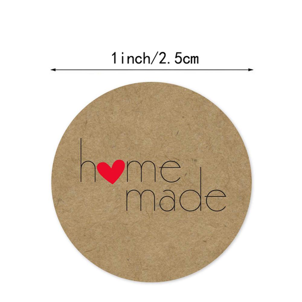 100-500pcs Kraft Paper Homemade With Love Stickers Scrapbooking For Envelope And Package Handmade Seal Labels Sticker Stationery