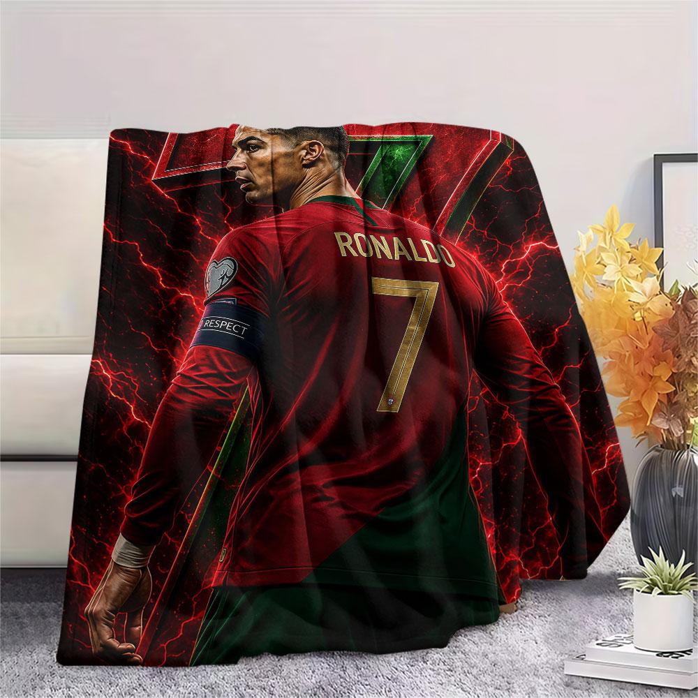 1PC Cristiano Ronaldo Patterned Flannel Blanket Suitable For All Seasons for Home Decor Warmth and Comfort Gifts Holiday Present