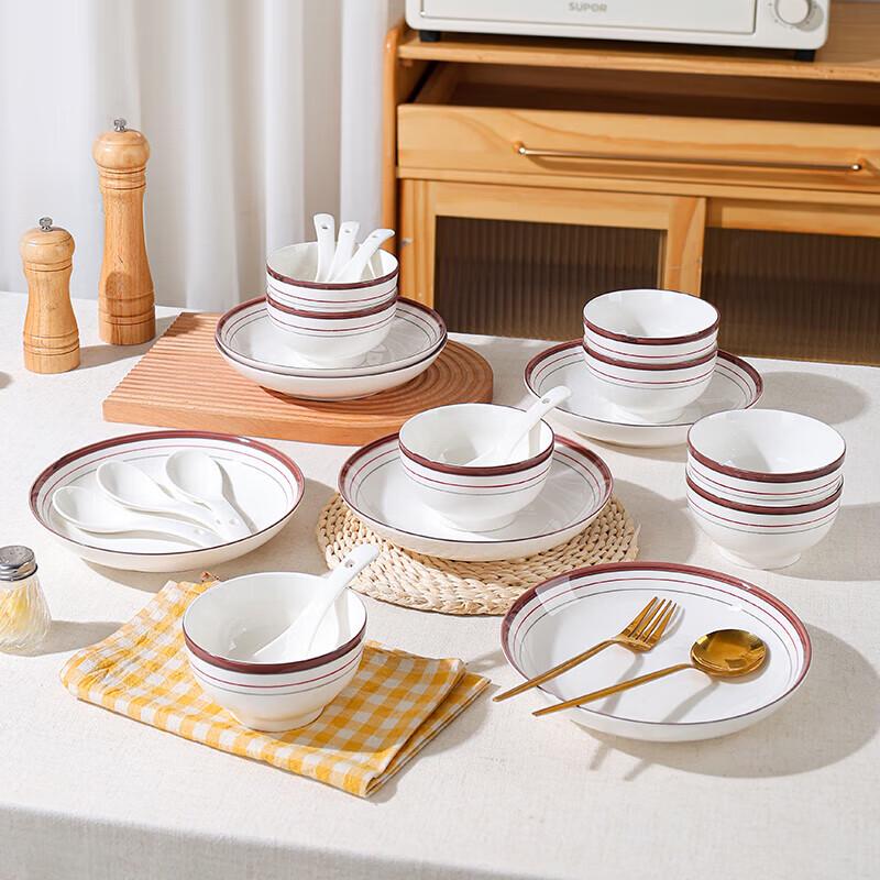 Tang Hui Retro Chinese 22-Piece Ceramic Dinnerware Set