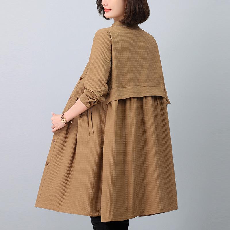2024 Women's Mid-Length Trench Coat: Chic Spring & Autumn Fashion for Mature Women