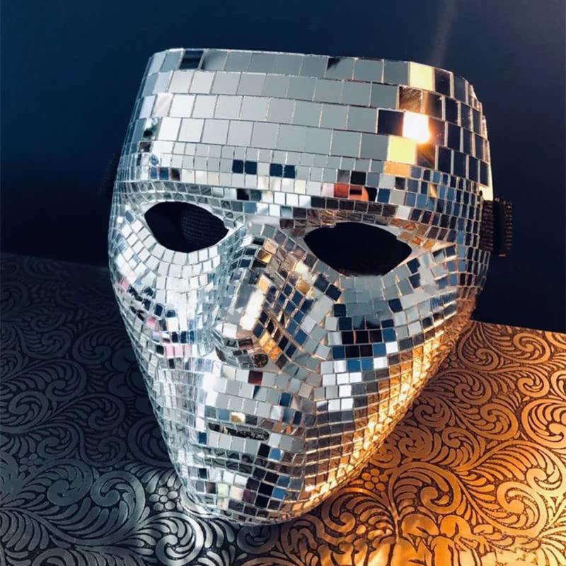 Glitzernde Diskokugel-Maske Halloween-Maske Cosplay Verkleidungskostüm Requisiten für Frauen Männer Halloween Maskerade Party Kostüme