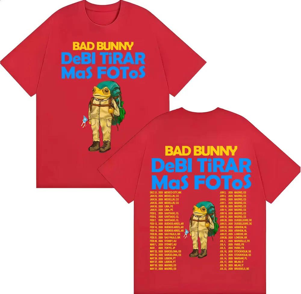 Rapper Bad Bunny Debi Tirar Mas Fotos DTMF Album Tshirts Men Women Vintage Cartoon Fashion Short Sleeve T Shirt Streetwear