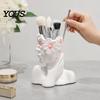 Desktop Storage Organizer Box, with Artistic Side Face Design, Nordic Style Versatile Makeup Luxury Vanity Decor Brush Holder, for Bedroom Dressing