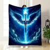 "Glowing Sword with Angel Wings Design" Print Blanket Soft and Cozy Perfect for the Living Room Bed Sofa or a Nap,gift