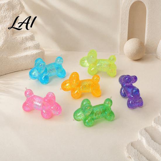 Soft Stress Ball Glitter Balloon Dog Squeeze Toy Relief Transparent Sensory Relaxation Toy Stretchy Animal Shape Fidget for Home Office Classroom