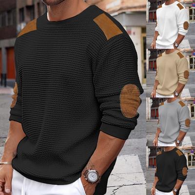 Men's Hoodless Sweatshirt Pullover Sweater For Leisure In And Winter With Ribbed Lightweight Sweatshirts Color