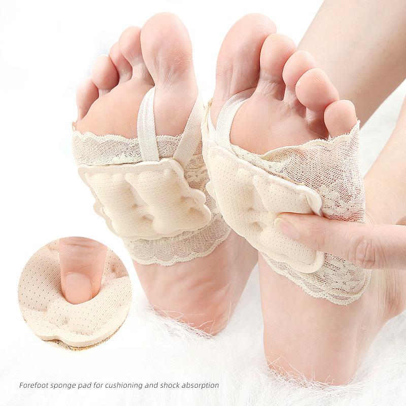 Sommer Hausschuhe Spitze Halbsocken Vorfuß Zehentrenner Humanoid Schwamm Fußpolster Langsamer Druck Rutschfest Slipper Unsichtbare Halbe Handfläche