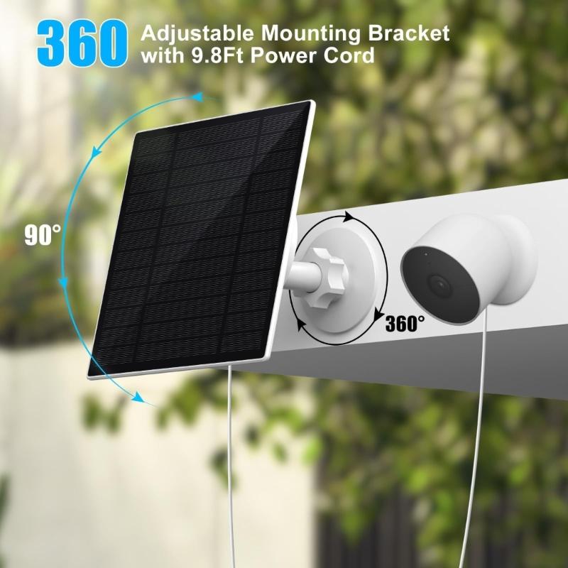 Solars Panel Charging for Outdoor Security Cameras, 5W High Efficiency with Adjustable Mount and 13ft Cable