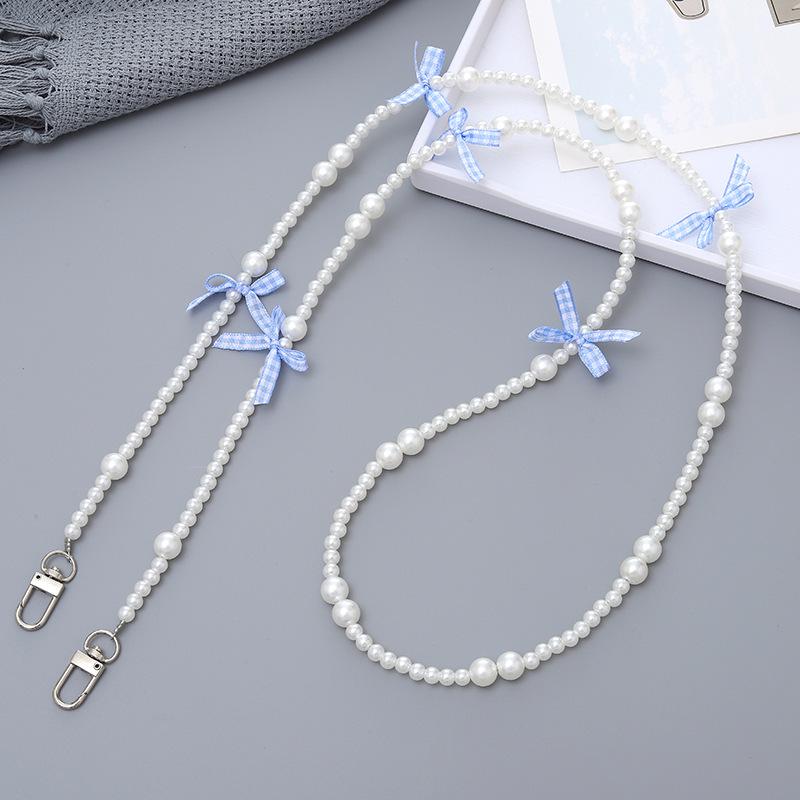 Handmade Pearl Crossbody Phone Case Lanyard with Beaded Charm