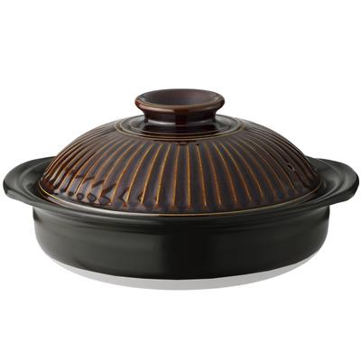 [Genuine Product] Ginpo Touki Banko Ware Ginpo Chrysanthemum Earthen Pot No. 9 For 3-4 People Candy Glaze Brown Made In Japan 45091