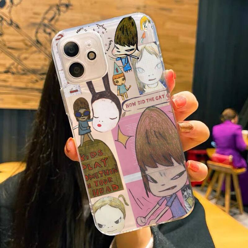 Yoshitomo Nara Phone Case For iPhone 11 12 13 14 Mini Pro Max XR X XS TPU Clear Case For 8 7 6 Plus SE 2020