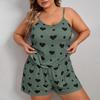 Übergröße Damen Lässiges Lockeres Trägertop Shorts Schlafanzug Set
