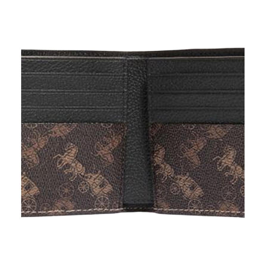 Coach Billfold Wallet Horse And Carriage Double Fold Men Wallet Dark-Brown 4906-A7U