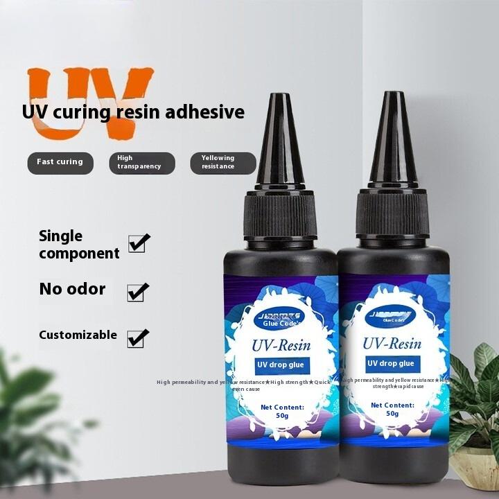 Quick-drying UV Glue 50g Handmade DIY Quick-drying Drip Glue for Sticking Tempered Coffee Tables Metal and Crystal decor