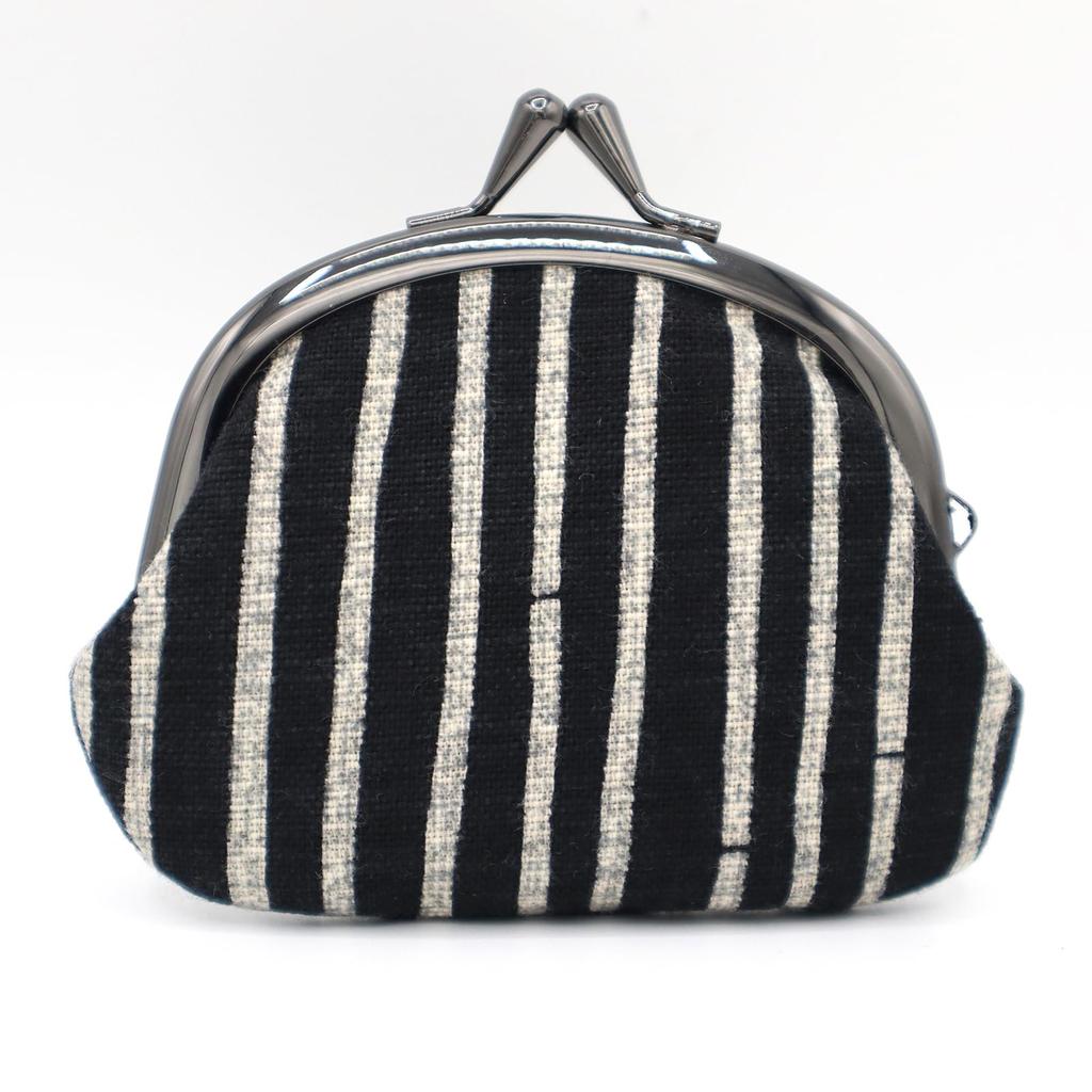 Maruzen Clasp Made In 12 X X 3 Cm Wallet, Cotton, 3.3-inch Closure, Bamboo, Japan, Black, Approx. 10.5