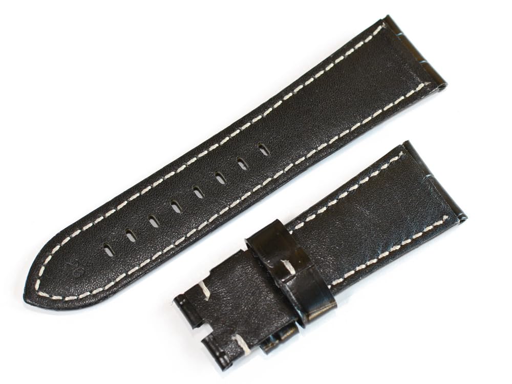 Panerai Watch Embossed Crocodile Mm Strap, Leather, Black, 26/22