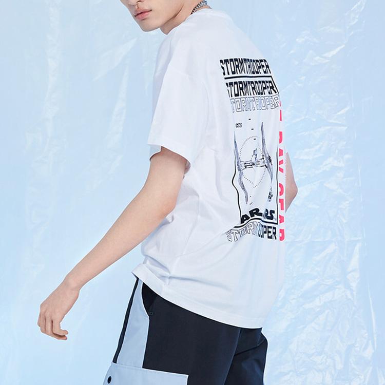 Li Ning T Shirts Men's Standard White Crew Neck Moderate Straight Fit AHSQ507-1