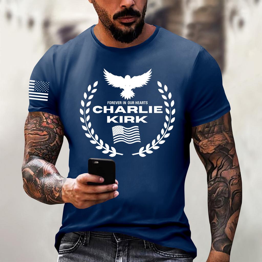 Fashionable Round Neck Short Sleeve Work Clothes Printed Tops For Mens Summer Tops