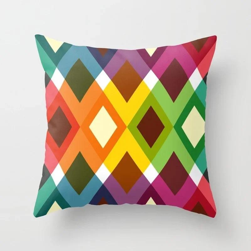 Colorful Geometric Abstract Pillowcase Office Sofa Car Cushion Cover Living Room Bedroom Decorative Pillowcase 45*45cm