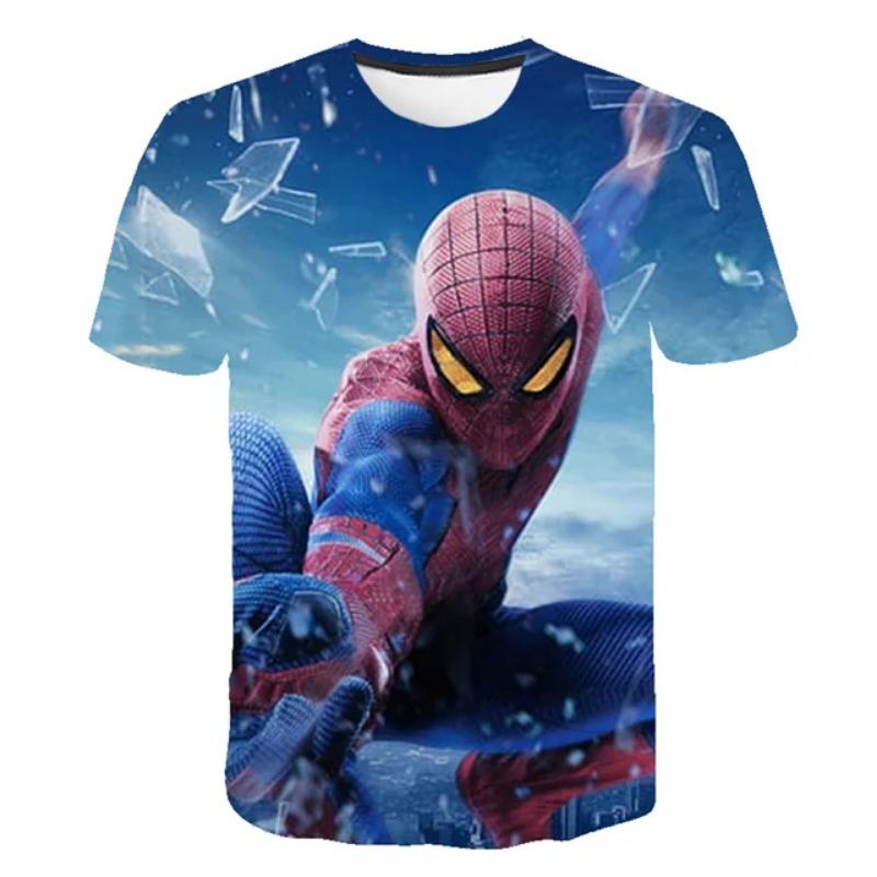 Summer Men's 3D Printed Marvel Superhero Spider-Man Pattern T-Shirt - Street Round-neck Short Sleeve Adult Sports Shirt