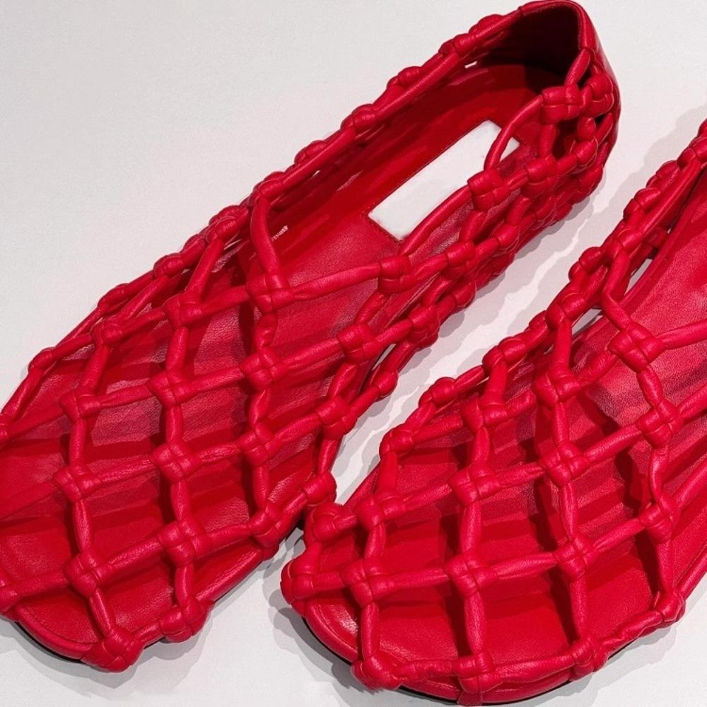 Flat Sandals for Women Fashion Woven Hollow Loafers Summer 2025 Comfort Beach Casual Shoe Zapatos De Mujer