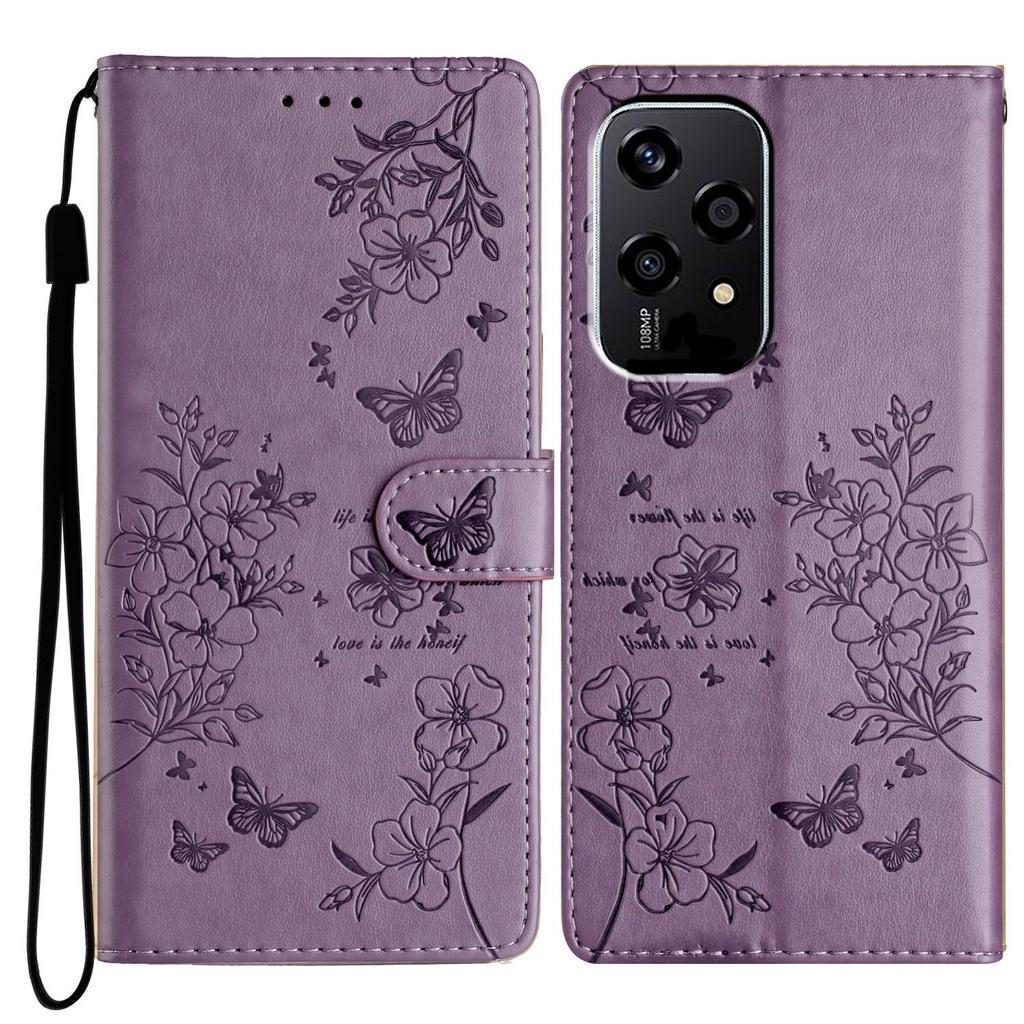 For Honor 200 Lite Wallet Phone Case Butterfly Floral Imprint Leather Flip Cover