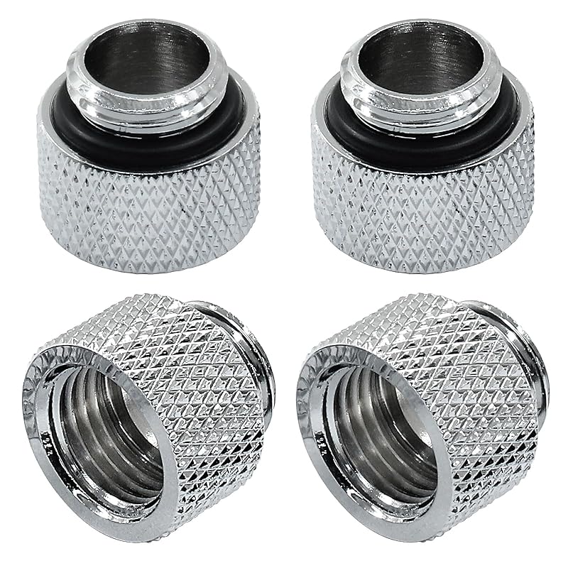 4Pcs G1/4  Male to Female External Adapter G1/4 x 10mm Male to Female Extender Fitting with O-Ring for Computer Water Cooling System (Black) G1/4 x 10mm серебряный