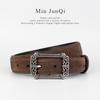 Leather Belt For Women Vintage Punk Style With Zinc Alloy Buckle For Casual Wear