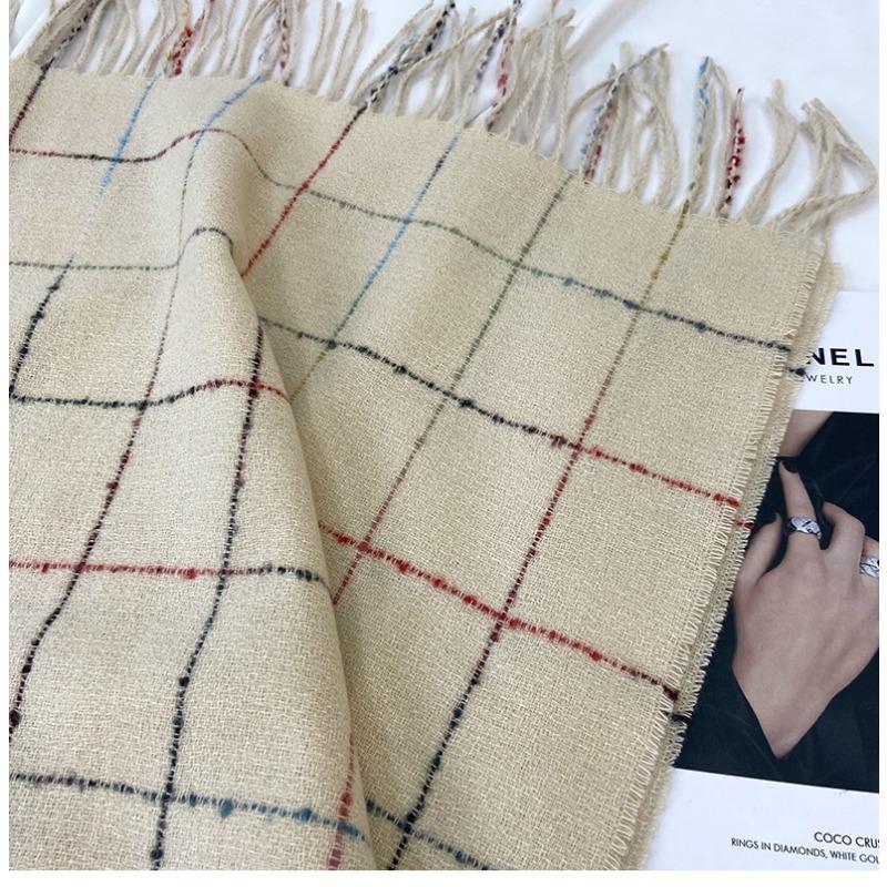 Plaid Scarf Women's Autumn and Winter New Fringed Shawl Fashion Imitation Cashmere Warm Scarf