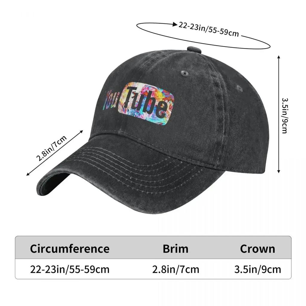 Colorful YouTubed Logo Denim Baseball Cap American Video Hiking Fishing Hip Hop Hats Summer Female Male SunProof Baseball Caps