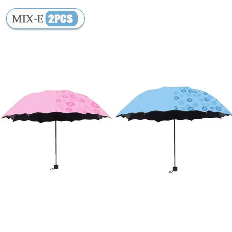Water Blossom Umbrella Magic Folding Umbrella with Rainwater Pattern Windproof Sunshade Umbrella Outdoor UV Protection Umbrella