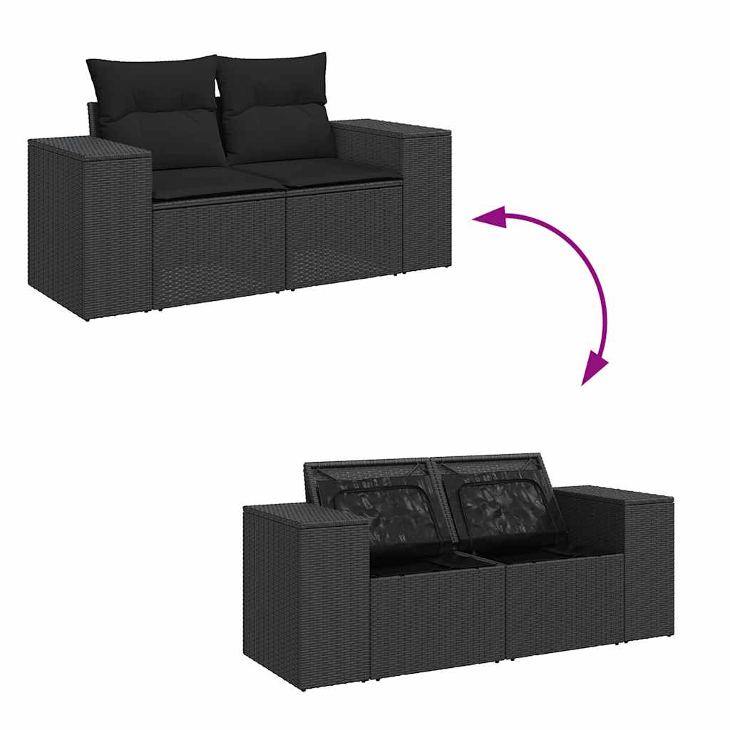 Vidaxl 6-Cz. Garden Furniture Set With Cushions, Black Poly Rattan