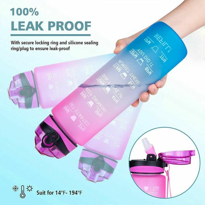 Omorc 1l Sports Water Bottle Leakproof Bpa-free With Detachable Filter And Time Marker