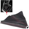 Shifter Boot Universal, PU Leather Shift Boot Retainer Stick Shift Sleeve Gear Shifter Boot Gear Gaiter Cover Black Bright Red Stitch