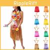 Fustă Vibrantă din Iarbă Hula pentru Adulți cu Accesorii Florale Colorate