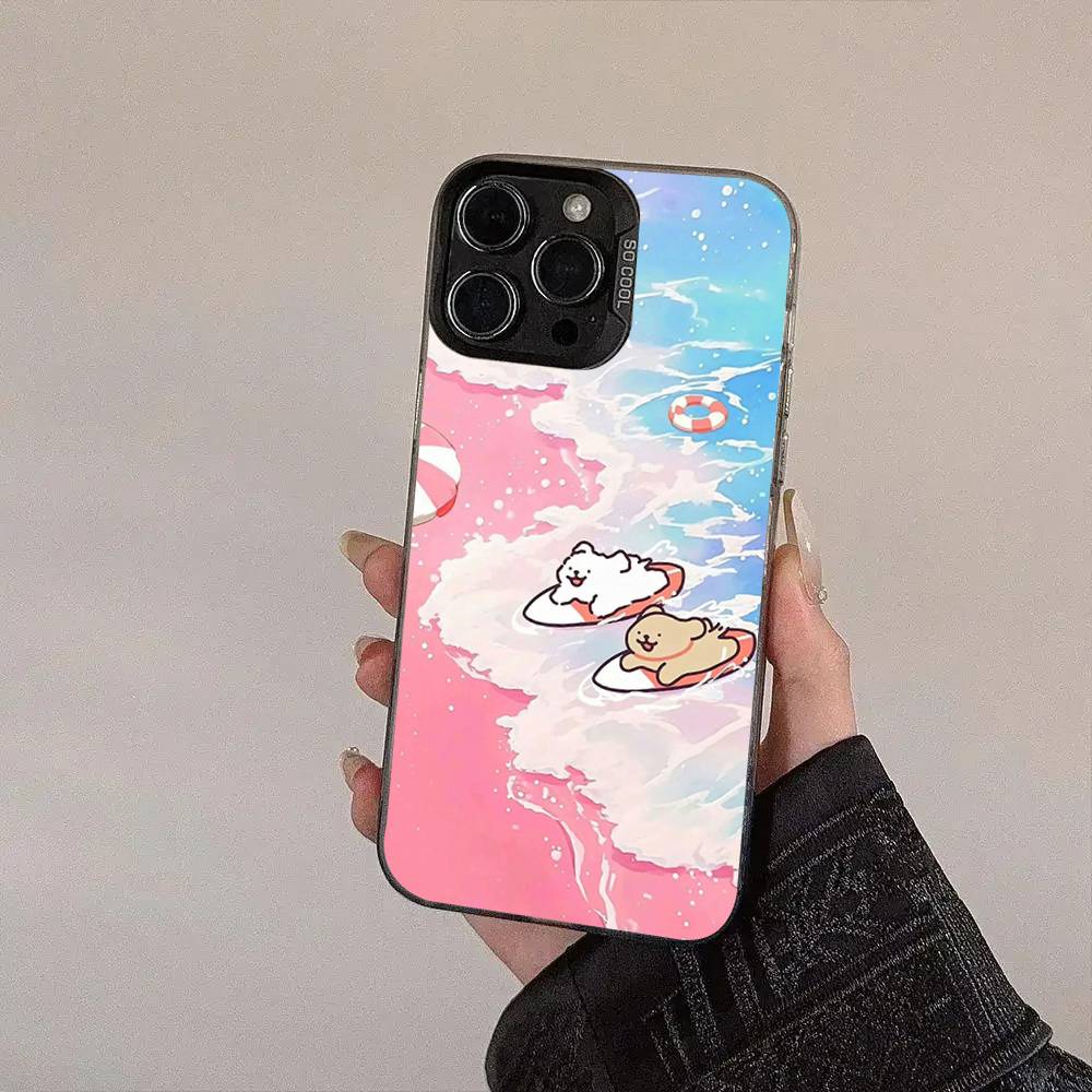 

Korea Line Puppy Maltese Colorful Silver Cover Phone Case For IPhone 17 16 Pro Max 15 Pro 14 Plus 11 12 13 X XS Max XR iPhone 17