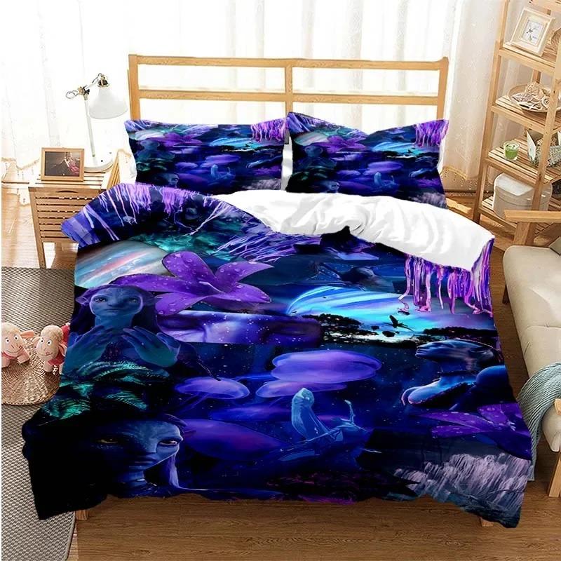 Avatar movie Print Thre Piece Beding Set Fashion Article Children or Adult Peoples for Beds Comfortable Quilt Covers Pilowcases Beding Set Gift