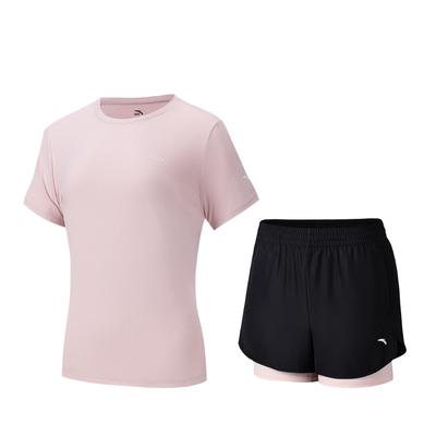 Trainingsserie Pullover Rundhals Einfarbig Kurzarm Sport Bequem Lässiges Shorts-Set Damen Sets 962527205-5