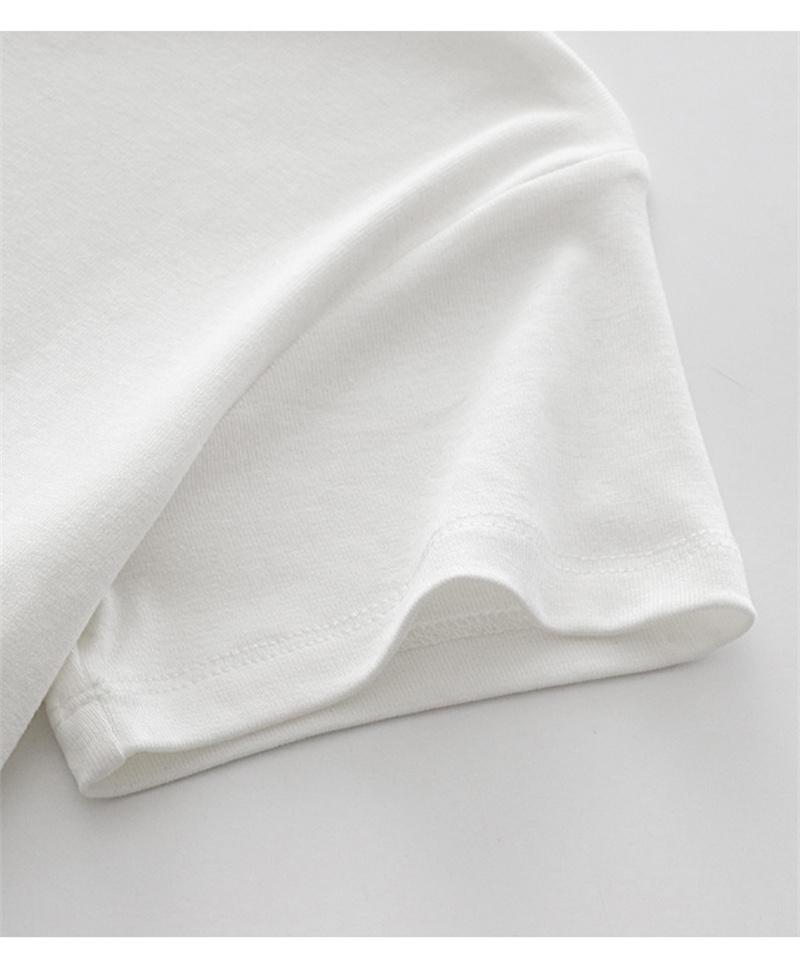 White shoulder short sleeved T-shirt for women, Lyocell summer solid color base, versatile round neck slim basic T-shirt top for women