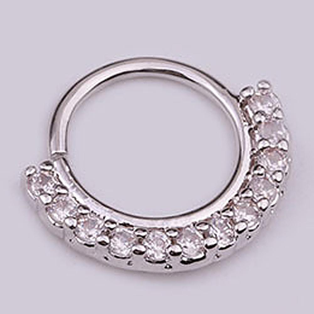 1Pc Women Cubic Zirconia Inlaid Nose Ring Helix Earring Hoop Piercing Jewelry