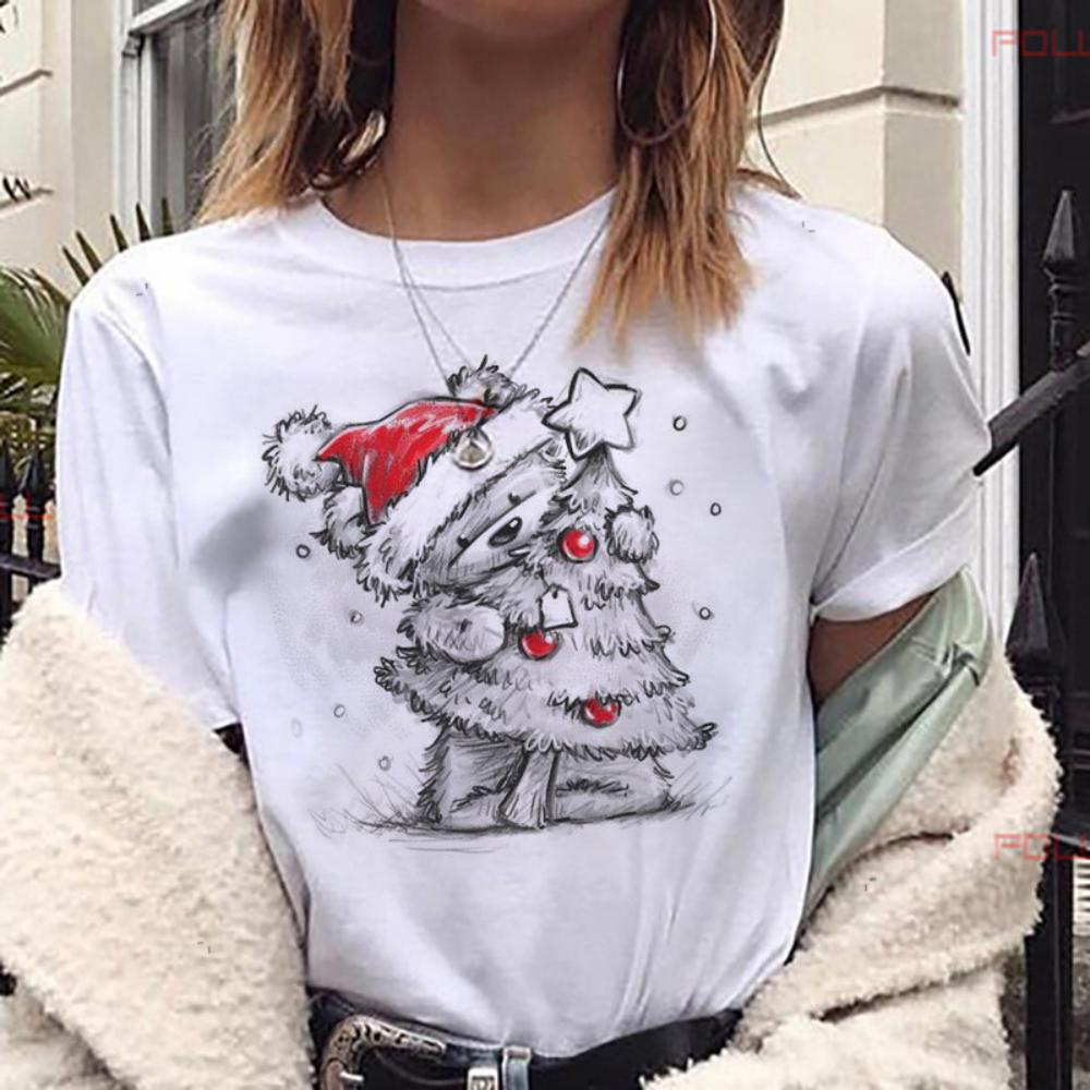 Christmas Reindeer Bear Watercolor Tshirt Christmas Tree Loose Tshirt Durable Casual Tshirt Daily Travel Streetwear Fashion S