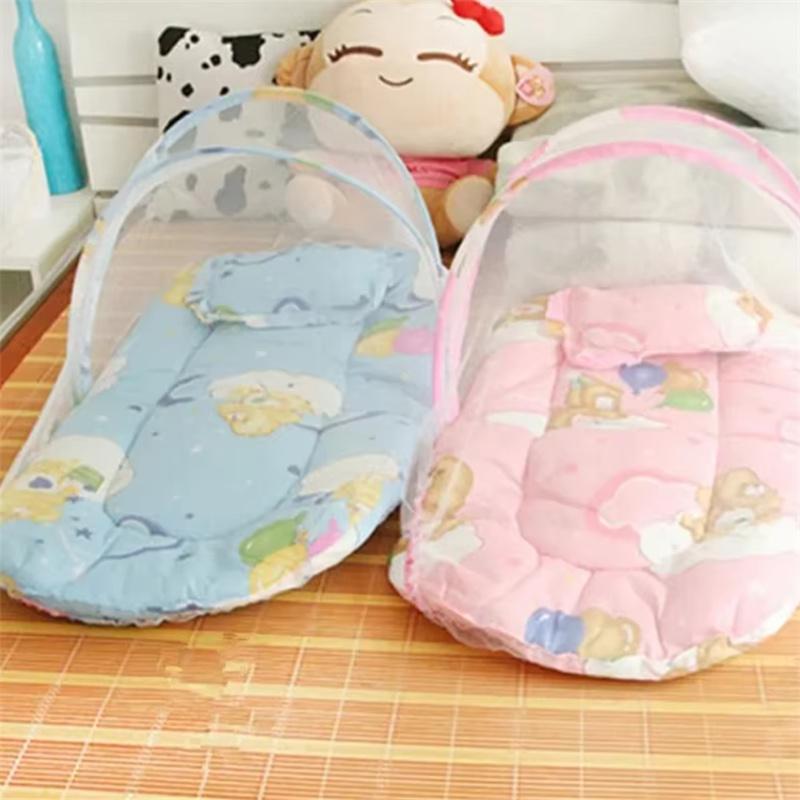 Cartoon Baby Mosquito Net With Small Pillow Summer Household Crib Mosquito Net Portable Foldable Newborn Mosquito Net Durable