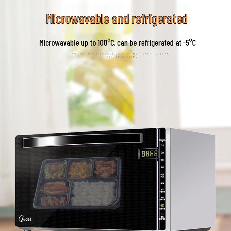 Disposable 5-Compartment Takeout Lunch Boxes