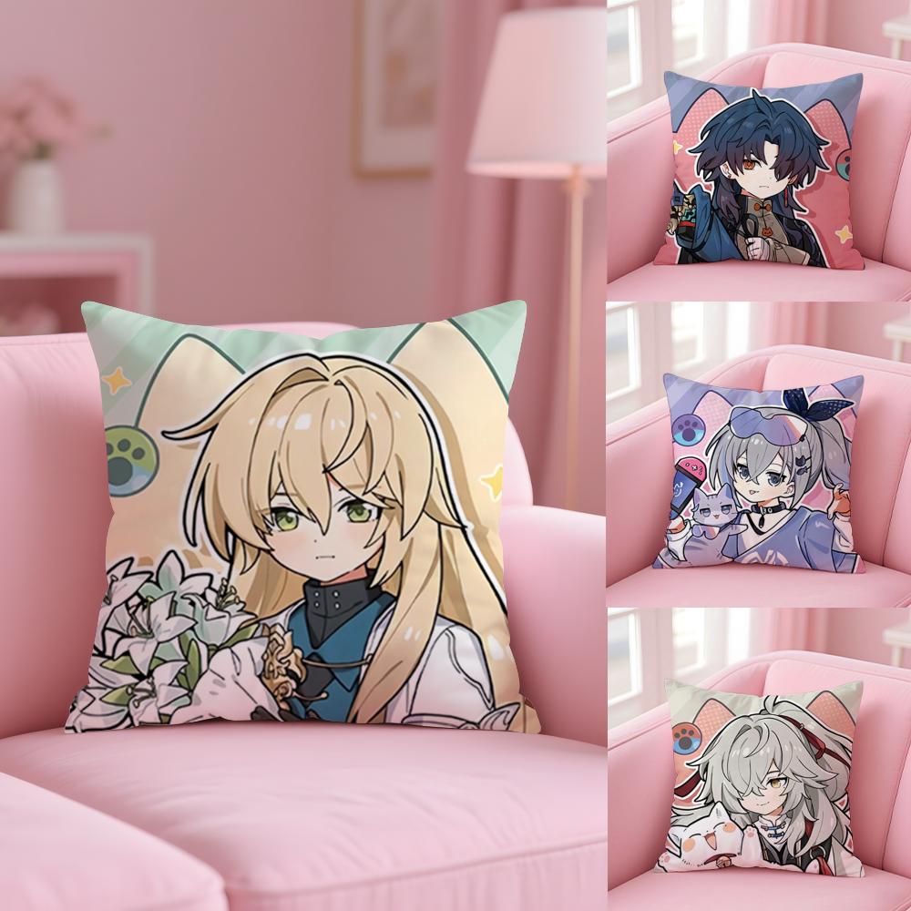 Chibi Cute Honkai Star Rail Cushion Cover Soft Short Plush Double-Sided Printing Home Decor Machine Washable Pillow Case Gift