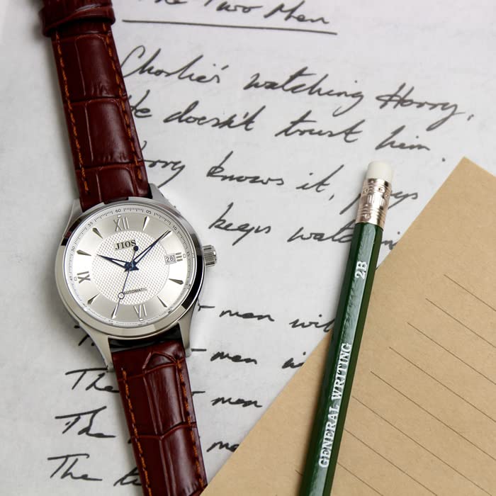 automatic genuine leather sapphire crystal x blue hands x brown crocodile embossed [JIOS] Japanese-made watch, men's, strap, (silver strap)