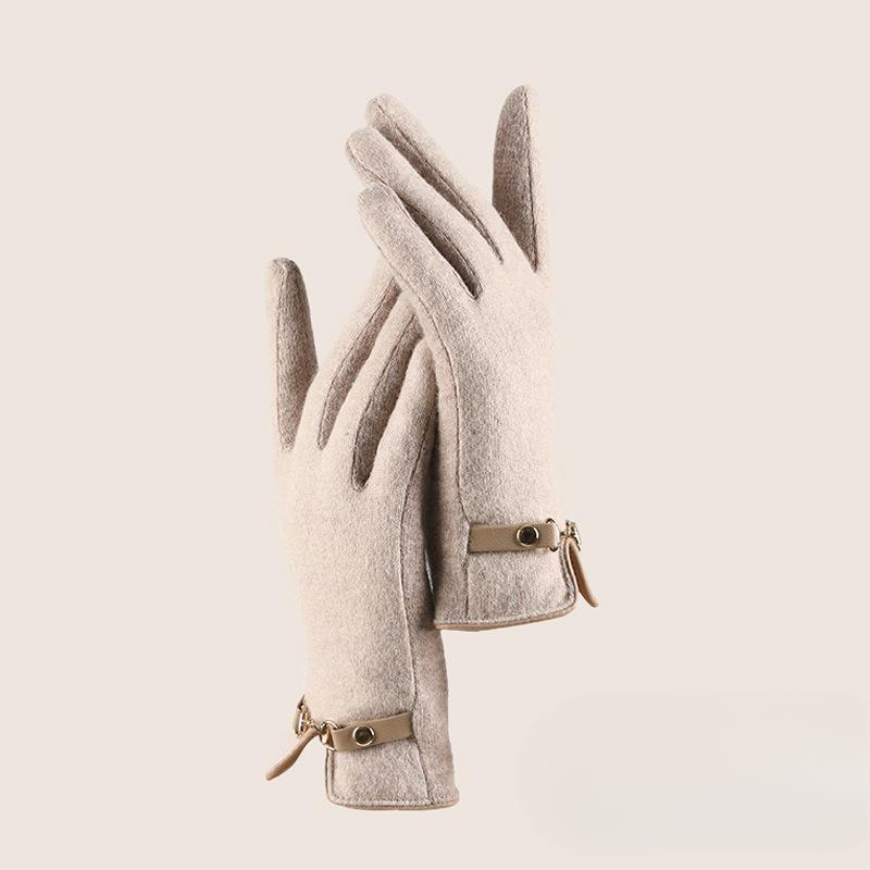 

Wool Gloves for Women Cycling Electric Bike In Winter Cute Touch Screen Outdoor Cold Protection Plus Velvet Warm Japanese average size