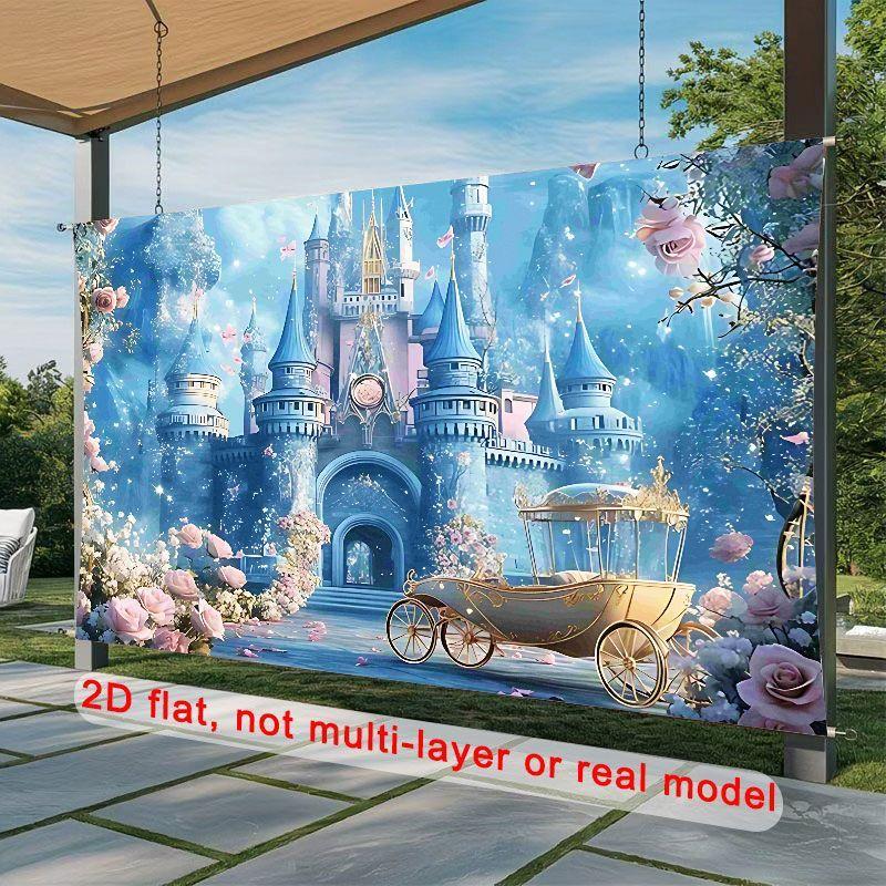Two-dimensional flat banner 1 piece of magic castle background fabric suitable for birthday parties and weddings