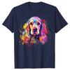 Camiseta Divertida con Salpicaduras de Colores Cocker Spaniel Perro Camiseta Tops Cuello Redondo Manga Corta Camiseta Ropa Casual Camisetas Básicas