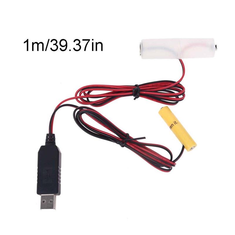 Universal 1m Dual LR03 Battery Eliminator US Plug Power Supply Adapter Replace 2x 1.5V AA AAA Battery for LED Light Toys